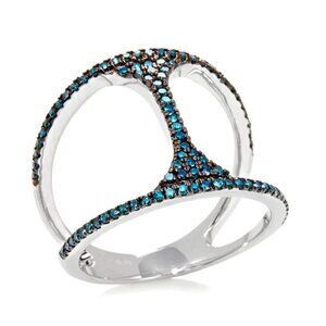 RARITIES Carol Brodie .40 ct Blue Diamond Sterling Negative Space Ring sz 7